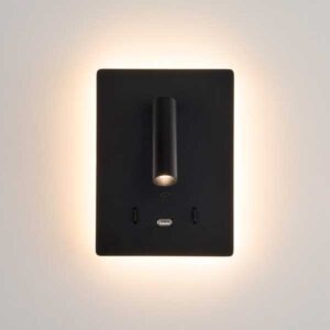 Aplique de pared Manat 12W con lector 3W y cargador USB USBC
