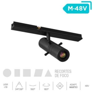 Foco proyector LED Spotlight Zoom Magnet 3W objetivo variable para carril DC 48V