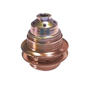 Casquillo portalámpara E27 metal oro con arandela