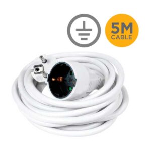 Prolongador alargadera 5 metros Schuko cable color blanco