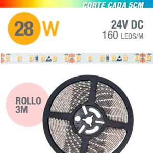 Tira LED 28.8W 24V IP20 5CM-CUT – Rollo 3 Metros