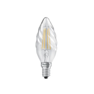 Bombilla vela estriada LED Filamento 4W 2700K E14 470 lúmenes
